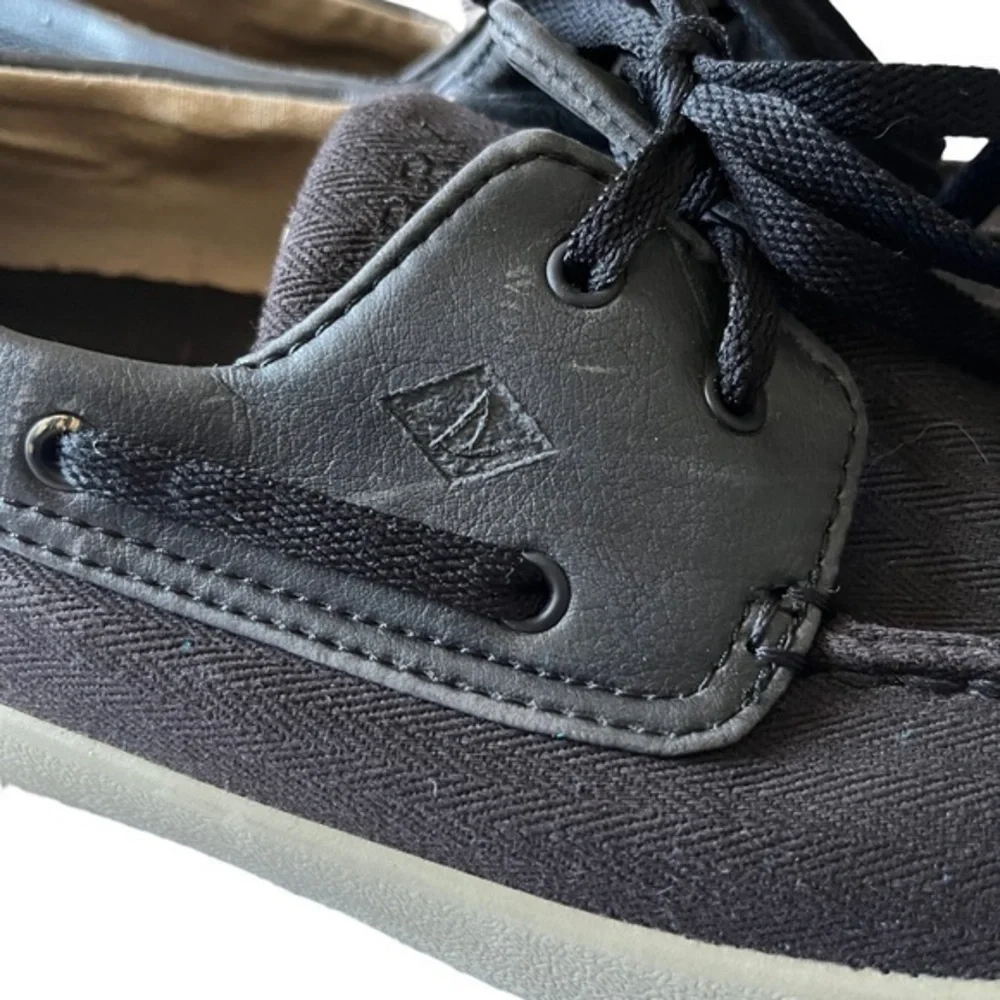 Sperry Top-Sider Men’s Black Canvas Lace Up Boat Deck Shoes Size‎ 11